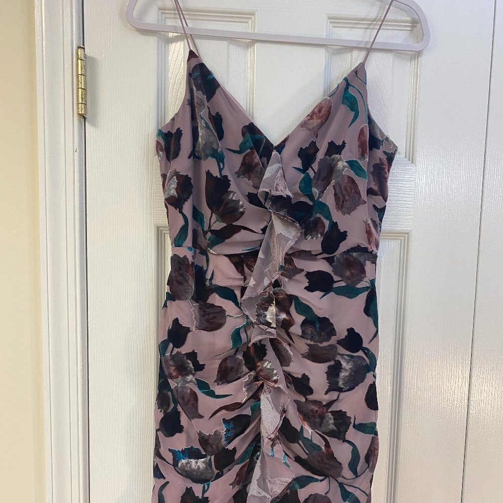 Aidan Mattox Purple Flower Mini Dress